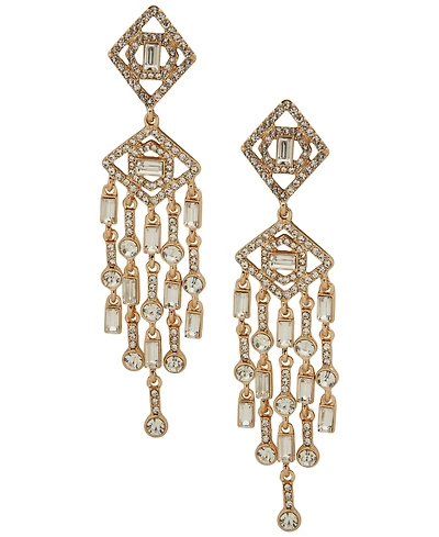 Karl Lagerfeld Paris Glass Stone Mosaic Pave Linear Earrings