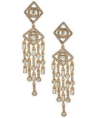 Karl Lagerfeld Paris Glass Stone Mosaic Pave Linear Earrings
