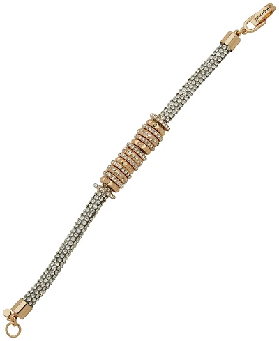 Karl Lagerfeld Paris Glass Stone Pave Tube Chain Flex Bracelet