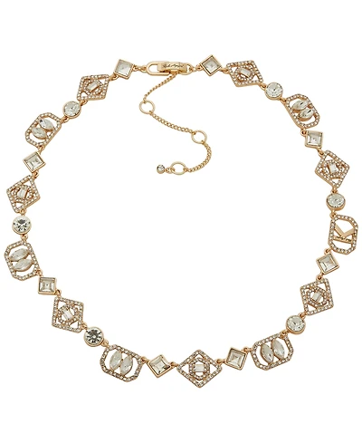 Karl Lagerfeld Paris Glass Stone Mosaic Logo Collar Necklace