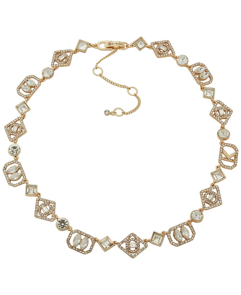 Karl Lagerfeld Paris Glass Stone Mosaic Logo Collar Necklace