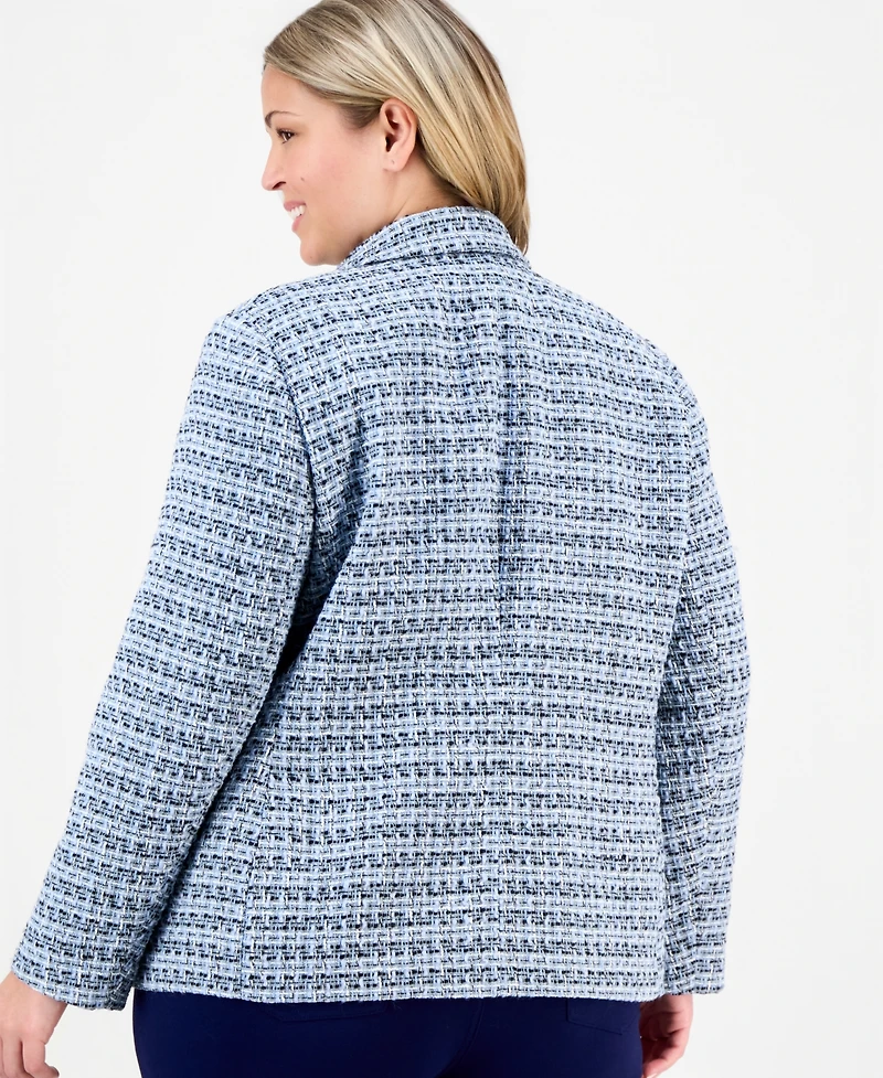 Jones New York Plus Tweed Open-Front Blazer