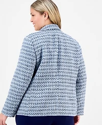Jones New York Plus Tweed Open-Front Blazer