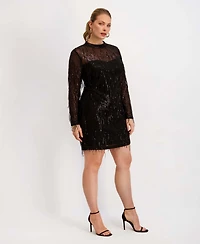 Siena Plus Size Sequin Detail Mini Dress