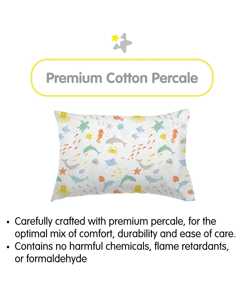 BreathableBaby Toddler Cotton Percale Pillowcase, For 13" x 18"/33 46 cm Pillow (2-Pack)