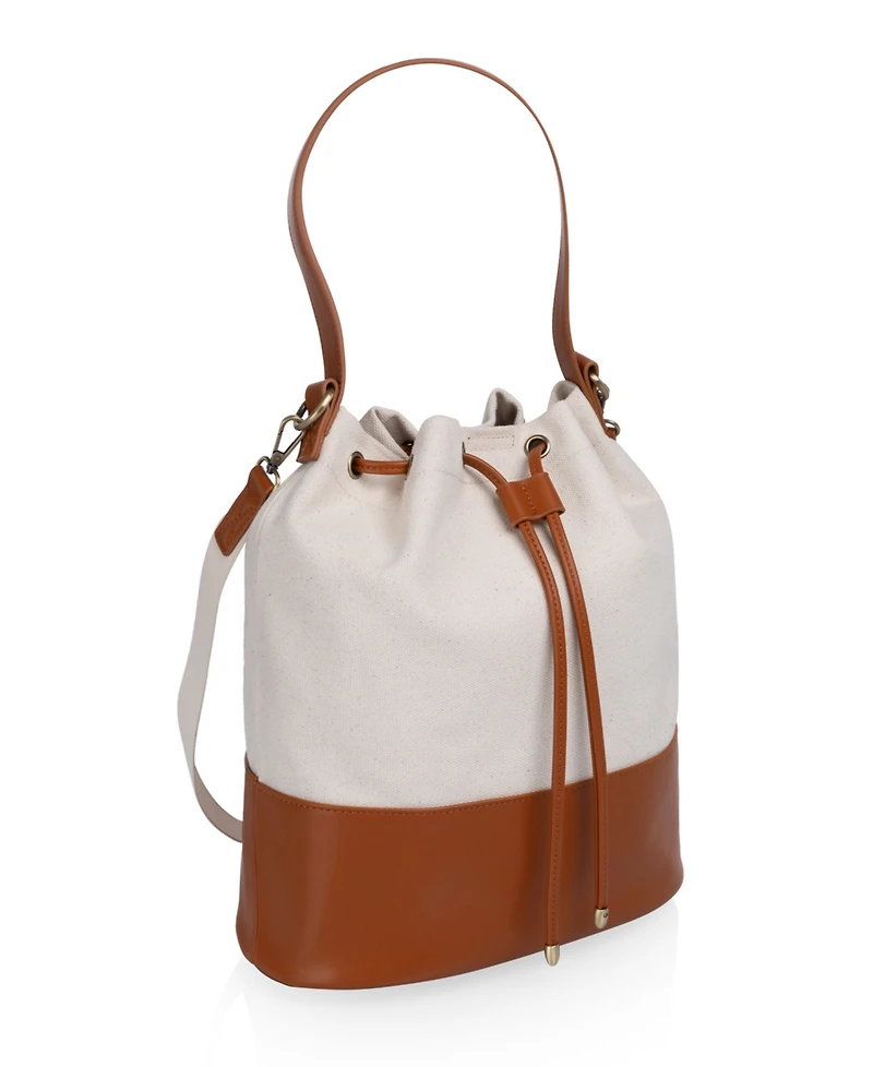 Picnic Time Sirolo Canvas and Leatherette 11.8" Bucket Tote Bag
