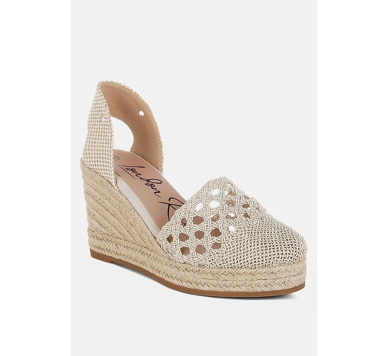 Sea Breeze Woven Lace-Up Espadrille Wedges