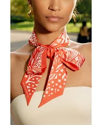 Jessie Zhao New York Silk Skinny Scarf Scarlet Tree of Life