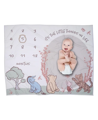 Lambs & Ivy Baby Pooh Bear and Pals Photo Opportunity Milestone Fleece Blanket