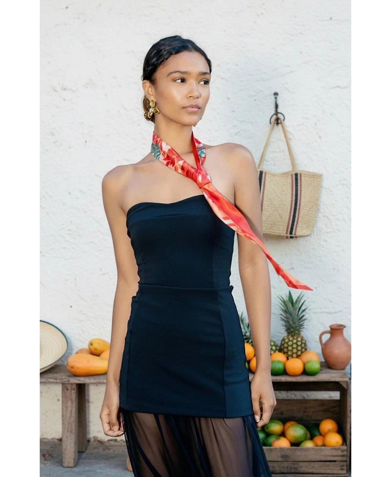 Jessie Zhao New York Silk Skinny Scarf Crossing Red