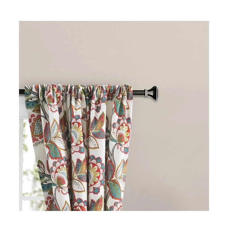 Ellis Curtain Wynette Lined 3" Rod Pocket Curtain Panel Pair with Tiebacks 100" x 84" Multicolor