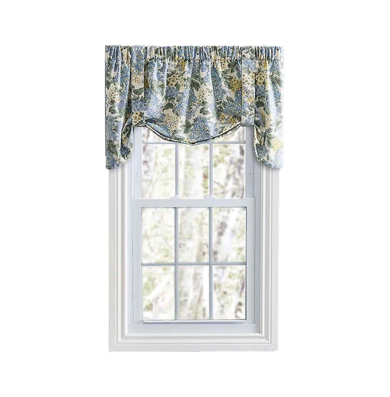 Ellis Hydrangea Classic Pattern Printed 3" Rod Pocket Window Tie Up Valance 60"x24" Blue