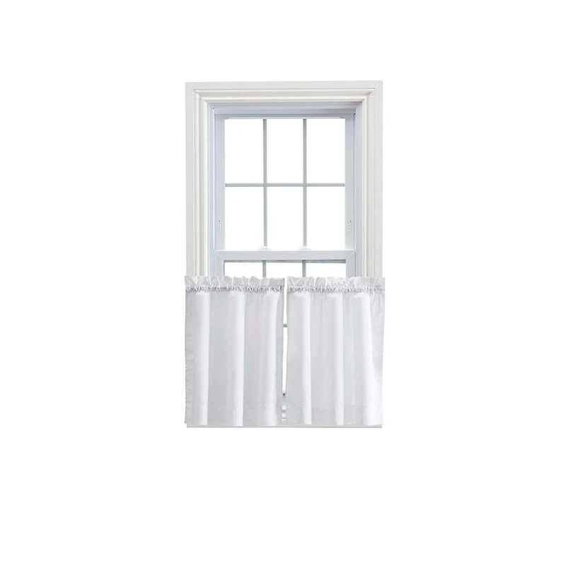 Ellis Curtain 1.5" Rod Pocket High Quality Fabric Solid Color Window Tailored Tier Pair Curtain
