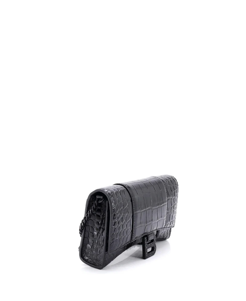 Pre-Owned Balenciaga Hourglass Chain Wallet Embossed Leather