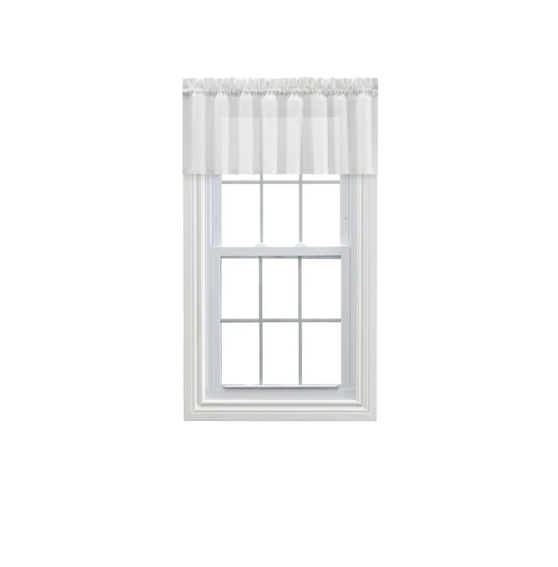 Ellis Curtain Cotton Voile 1.5" Rod Pocket Tailored Valance for Windows 86" x 15" White