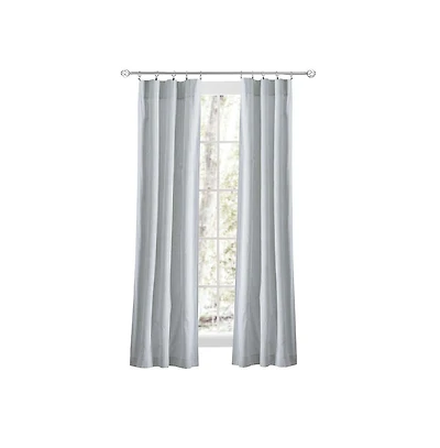 Ellis Curtain Plaza Classic Ticking Stripe Printed on Natural Ground 3" Rod Pocket Tailored Panel Pair 56" x Blue