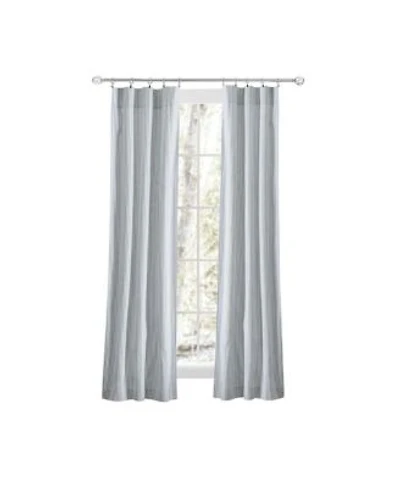 Ellis Curtain Plaza Classic Ticking Stripe Printed On Natural Ground 3 X22 Rod Pocket Tailored Panel Pair 56 X22 X Blue