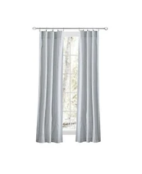 Ellis Curtain Plaza Classic Ticking Stripe Printed On Natural Ground 3 X22 Rod Pocket Tailored Panel Pair 56 X22 X Blue