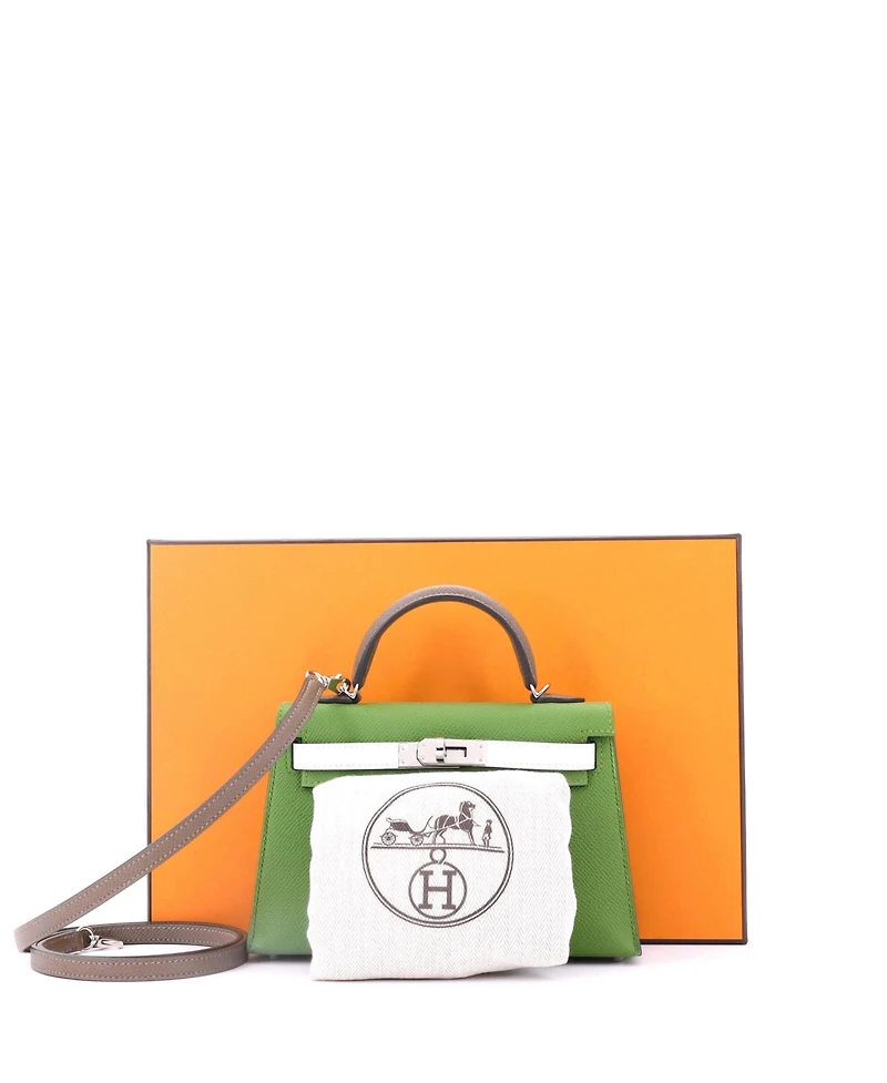 Pre-Owned Hermes Kelly 20 Handbag Tricolor Epsom with Palladium Hardware