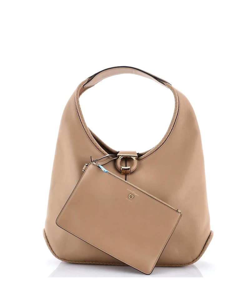 Pre-Owned Salvatore Ferragamo Gancini Margot Hobo Leather
