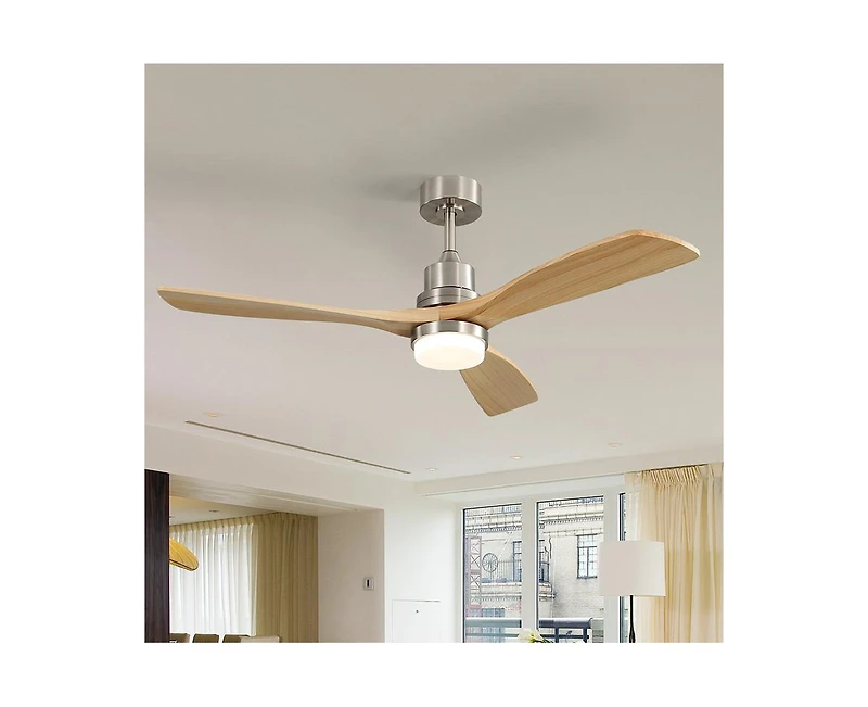 52-inch Modern Minimalist Sand Nickel 3 Blades Ceiling Fan with 3 color Dimmable and Memory Function Light and Remote control