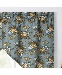 Ellis Bella Rose Stylish Medium Scale Printed Floral Pattern 1.5" Rod Pocket Tailored Swag 56"x36" Wedge