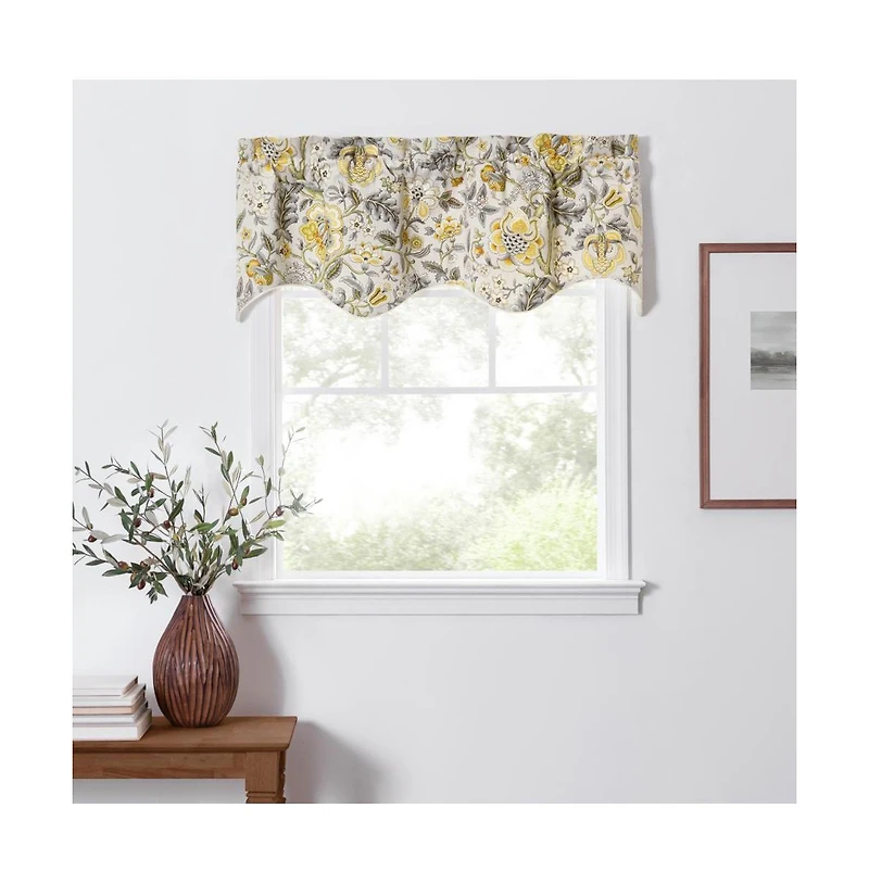Ellis Curtain Regency Scallop Shaped 3" Rod Pocket Valances for Windows 50" x 15" Grey