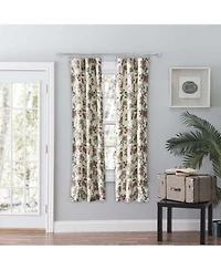 Ellis Curtain Madison Floral Printed Natural Ground 3 X22 Rod Pocket Tailored Panel Pair With Tiebacks 56 X22 X 63 X22 Brick