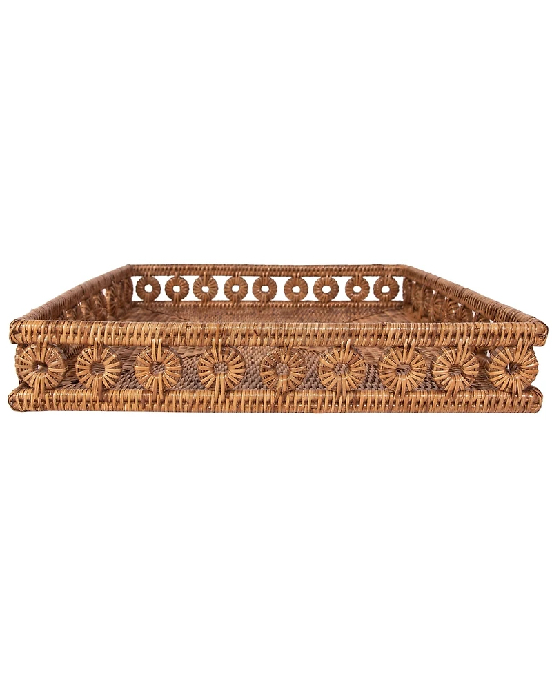 Artifacts Rattan Inna Design Square Tray 18" With Glass Insert