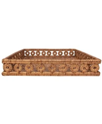 Artifacts Rattan Inna Design Square Tray 18 X22 With Glass Insert