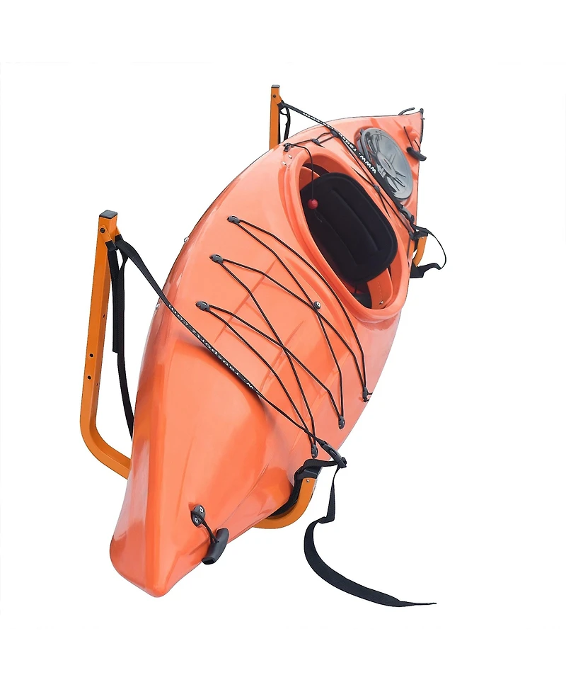 Kayak Storage Hooks - Set of 2 Wall-Mounted Hangers with 125lbs Capacity for Kayaks, Surfboards, Paddleboards, or Snowboards by Rad Sportz (Orange)