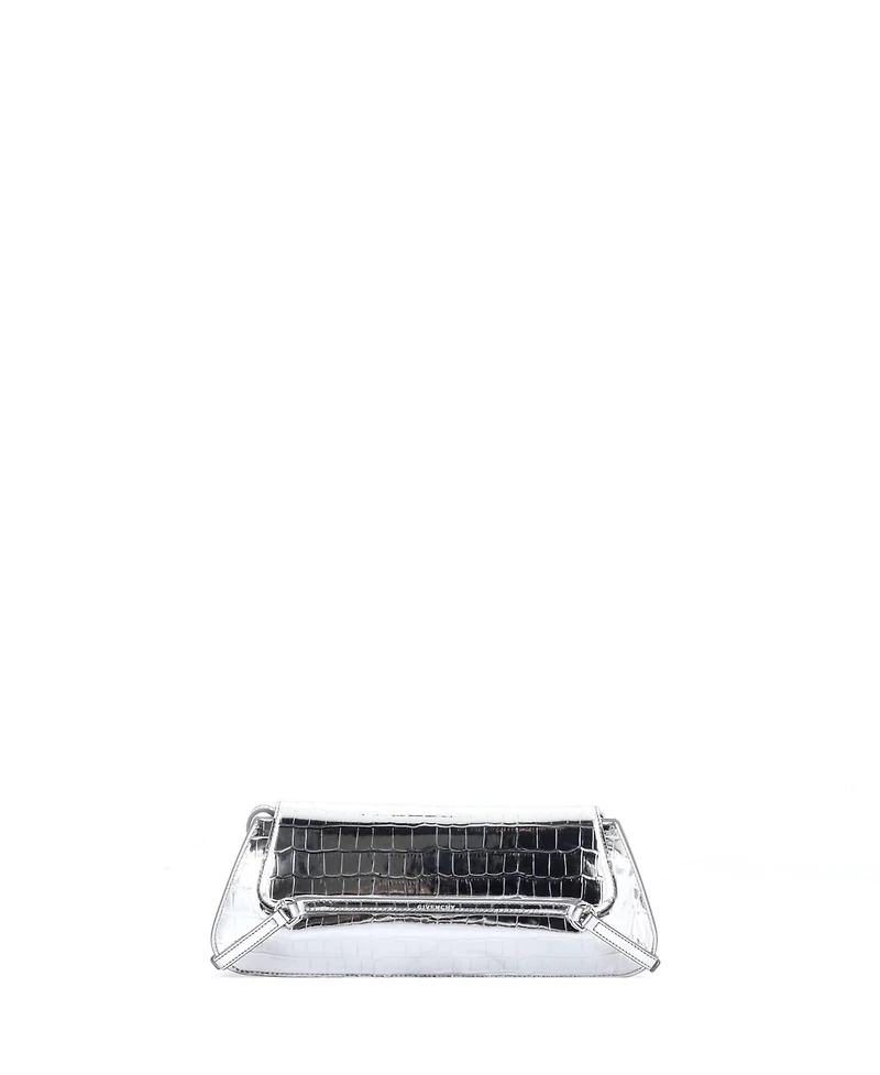 Pre-Owned Givenchy East West Voyou Strap Clutch Embossed Leather