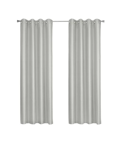 Thermaplus 100% Polyester Glacier Balance Temperature Solid Faux Silk Blackout Grommet Curtain Panel 52" x Silver