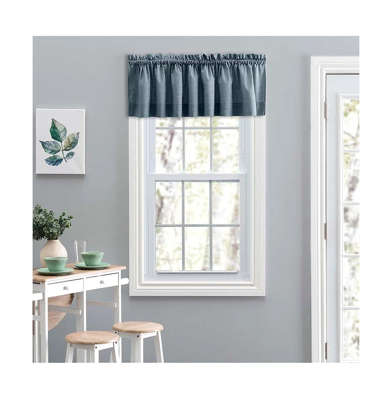 Ellis Lisa Solid Color Poly Cotton Duck Fabric Tailored Valance 58"x15" Dusty Blue