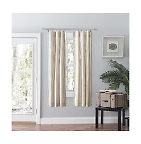 Ellis Curtain Plaza Classic Ticking Stripe Printed 3" Rod Pocket Tailored Panel Pair with Tiebacks 56" x 63" Tan
