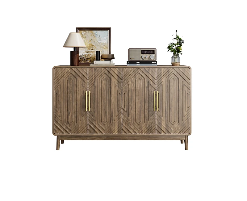Casainc Storage Cabinet With Carved Door Adjustable Layer Board