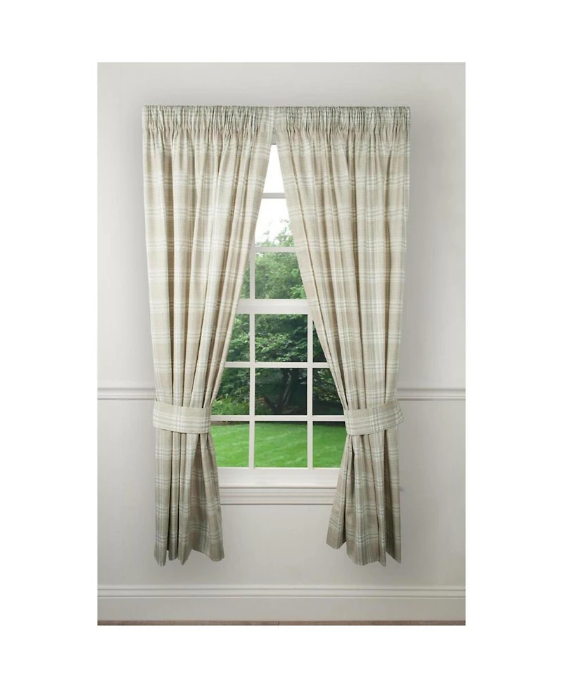 Ellis Curtain Bartlett Unlined 2-Piece Window Curtain Tailored Panels Pair With Ties - 90x63" Natural