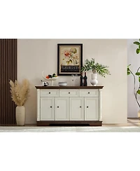 Casainc Farmhouse Style Kitchen Storage Cabinet with Drawers and Doors