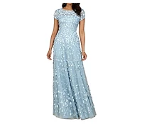 Lara Women's 3D floral embellished cap sleeve gown