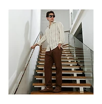 Campus Sutra Men's Textured Striped Cotton-Polyester Blend Shirt