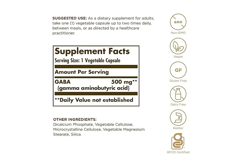 Solgar Gaba ,500 mg ,50 Veg Caps