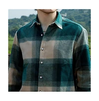 Campus Sutra Men's Emerald Green & Buff Beige Vignette-Checkered Oversized Shirt