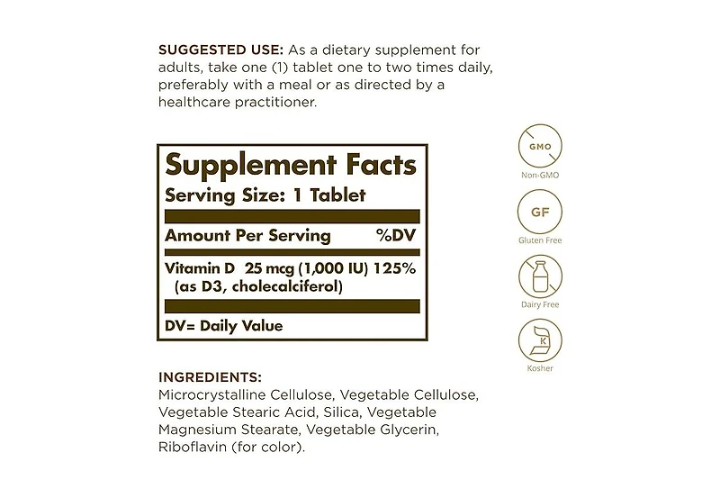 Solgar Vitamin D3 (Cholecalciferol) ,1000 Iu ,90 Tabs