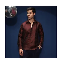 Campus Sutra Men's Burgundy Red Abstract-Woven Shirt