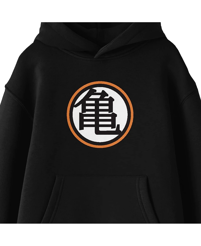 Dragon Ball Z Boys Kanji Emblem Long Sleeve Youth Black Hooded Sweatshirt-xl