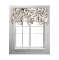 Ellis Curtain Victoria Park Toile Room Darkening Solid Natural Stylish Color Lined Scallop Window Valance - 70 x15, Gray
