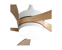 52-inch Minimalist White 5-Blade Flush Mount with Remote Control and Led Light