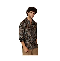 Campus Sutra Men's Obsidian Black Impressionistic Strokes Shirt