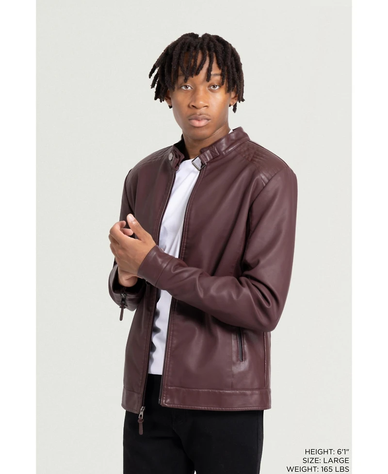Xray Men's Pu Racer Jacket With Faux Shearling Lining