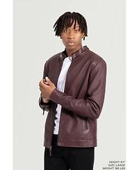 Xray Men's Pu Racer Jacket With Faux Shearling Lining
